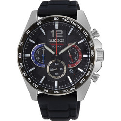 Seiko Conceptual Ανδρικό Ρολόι Χρονογράφος Αυτόματο με Μαύρο Καουτσούκ Λουράκι SSB347P1