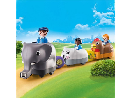 Playmobil 1-2-3 Τρενάκι με Βαγόνια Ζωάκια για 1,5-4 Ετών 70405