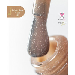 Alezori Vuall 01 Rubber Base Glitter Ημιμόνιμο Βερνίκι Νυχιών