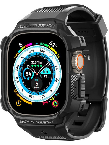 Spigen Rugged Armor Pro Λουράκι Σιλικόνης Black (Apple Watch Ultra 49mm)