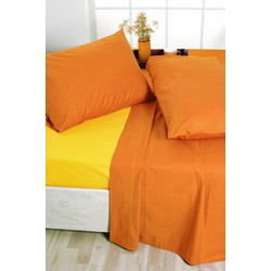 Παπλωματοθήκη Μονή Σετ Bicolour Percale Solid Orange-Yellow Carven Paris (160x240) 2Τεμ