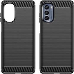Carbon Case for Motorola Moto G62 5G flexible silicone carbon cover black