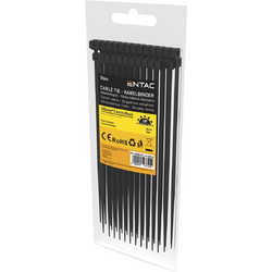 Entac Cable Tie 3.6mm X 200mm Black - Πλαστικά δεματικά καλωδίων 50 τεμάχια