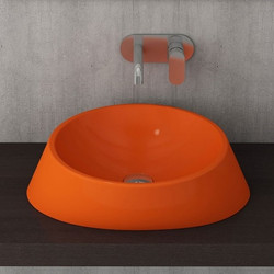 Ravenna Studio Round Arancio Επικαθήμενος Νιπτήρας Μπάνιου Οβάλ Πορσελάνης 55x44x14cm Πορτοκαλί 007788
