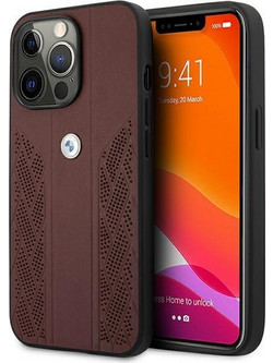 BMW Leather Curve Perforate Case for iPhone 13 Pro / iPhone 13 - Red