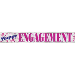 Διακοσμητικό Πλαστικό Banner Αρραβώνων HAPPY ENGAGEMENT 3.65m