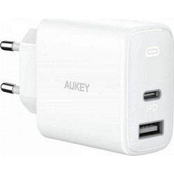 Aukey Φορτιστής Χωρίς Καλώδιο με Θύρα USB-A & USB-C 32W Power Delivery White