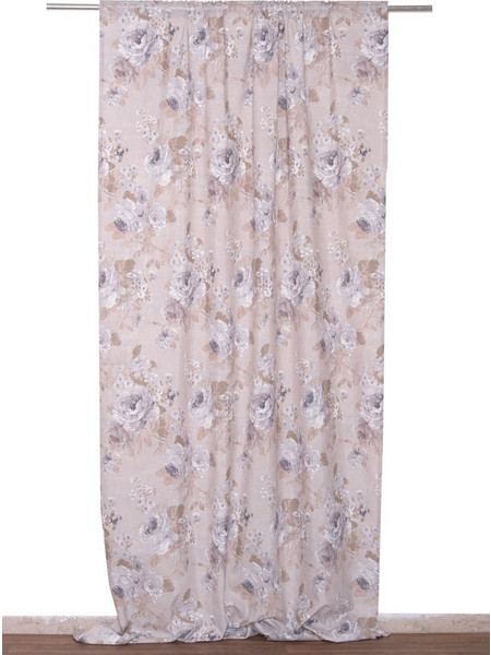 Viopros Κουρτίνα Λονέτα Floral με Τρέσα 280x270 Λινό Ίριδα