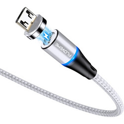FLOVEME 1m Micro USB to USB Round Head Magnetic 3A Fast Charging & Data Cable, Silver