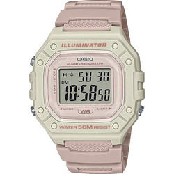 Casio Vintage Ψηφιακό Ανδρικό Ρολόι Χρονογράφος με Ροζ Καουτσούκ Λουράκι W-218HC-4A2VEF