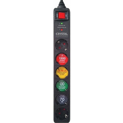 Crystal Audio CP-6 Πολύπριζο Ασφαλείας 6 Θέσεων με Διακόπτη και Καλώδιο 1.5m Μαύρο 5204803200604