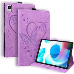 Για το Realme Pad Mini 8.7 ιντσών Love Butterfly Pattern Leather Tablet Θήκη με θήκη & Sleep (Μωβ) (OEM)