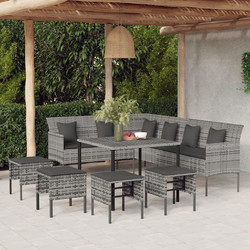 vidaXL Σετ Τραπεζαρία Κήπου Rattan 6τμχ Γκρι 3186651