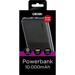 Grixx BP10B01 Power Bank 10000mAh με 2 Θύρες USB-A Black