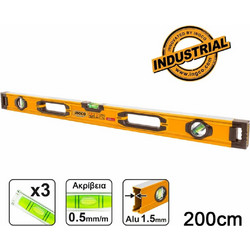 Αλφάδι Βαρέος Τύπου Ingco (HSL08200) με 3 μάτια - 200cm HSL08200