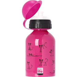 Ecolife Cats Παιδικό Μπουκάλι Ανοξείδωτο BPA Free Φούξια 400ml