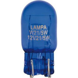 Lampa W21/5W Blue Dyed Glass Αλογόνου 12V 21W 2τμχ