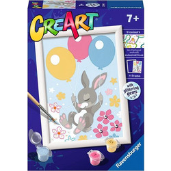 Ravensburger 23564 Creart Kids Ζωγραφική με Αριθμούς (Περιλαμβάνει Χρώματα,Πινέλο,Κορνίζα) Κουνελάκι με Μπαλόνια για 7+ Ετών