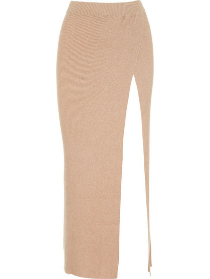 Kendall + Kylie Μακριά Φούστα Πλεκτή Ψηλόμεση Pencil Μπεζ KKW.3S1.050.010