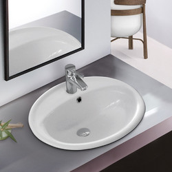 Serel Hygiene Plus Ένθετος Νιπτήρας Μπάνιου Οβάλ Πορσελάνης 58x49cm Λευκός 1841-300