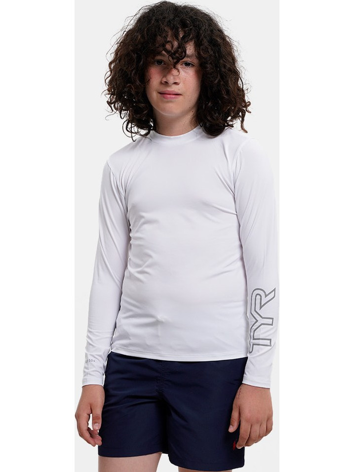 TYR Αντηλιακό UV Παιδικό Μαγιό Μπλούζα για Αγόρι Λευκό TSKLS7Y100