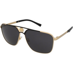 Versace VE2238 1436/87 Ανδρικά Γυαλιά Ηλίου Aviator Κοκάλινα Μεταλλικά Χρυσά με Μαύρο Polarized Φακό