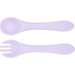 BabyCloud Purple Σετ Βρεφικό Πιρούνι & Κουτάλι Σιλικόνης 5m+ Μωβ 2τμχ