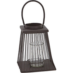 Φανάρι μεταλλικό-γυάλινο καφέ 25X25X30cm Inart 3-70-012-0115