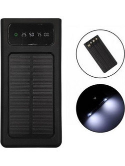 K-A12 Ηλιακό Power Bank 30000mAh με 2 Θύρες USB-A Black