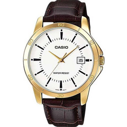 Casio Ανδρικό Ρολόι με Καφέ Δερμάτινο Λουράκι LTP-V004GL-7AUDF
