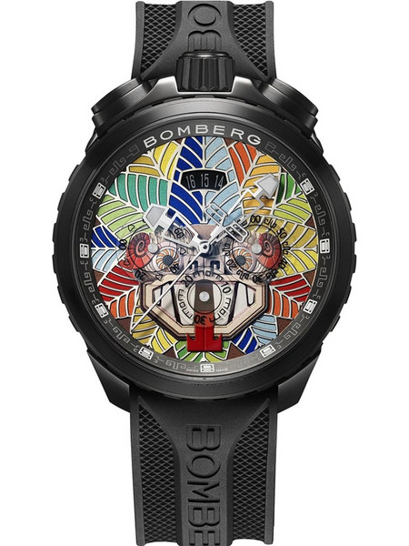 Bomberg BOLT-68 Ανδρικό Ρολόι Χρονογράφος με Μαύρο Καουτσούκ Λουράκι BS45CHPBA.QUETZ-2.11