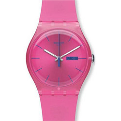 Swatch Pink Rebel Γυναικείο Ρολόι με Φούξια Καουτσούκ Λουράκι SUOP700