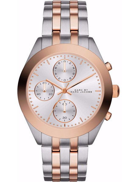 Marc Jacobs Peeker Γυναικείο Ρολόι Χρονογράφος με Ασημί Ροζ Χρυσό Μεταλλικό Μπρασελέ MBM3369