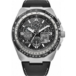 Citizen Promaster Ανδρικό Ρολόι Χρονογράφος Solar με Μαύρο Δερμάτινο Λουράκι JY8149-05E
