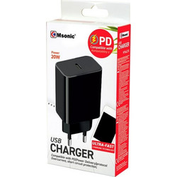 Msonic MY6623K Φορτιστής Χωρίς Καλώδιο με Θύρα USB-C 20W Power Delivery Black