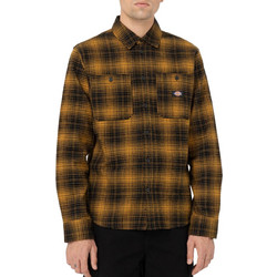 Dickies Evansville Ανδρικό Πουκάμισο Βαμβακερό Καρό Μακρυμάνικο Κανονική Γραμμή Overshirt Κίτρινο