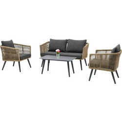 HomeMarkt Freja Σετ Σαλόνι Κήπου Αλουμίνιο 4τμχ Ανθρακί HM6057.03