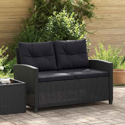 vidaXL Διθέσιος Καναπές Εξωτερικού Χώρου Rattan Μαύρος 124x68x77cm 46155