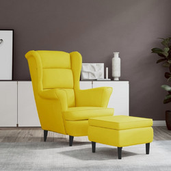 vidaXL Μπερζέρα με Υποπόδιο Βελούδινη Κίτρινη 3115938