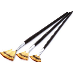 3 PCS / Set Long Rod Fishtail Fan-Shaped Gouache Brush Nylon Wool Watercolor Art Brush(Black) (OEM)