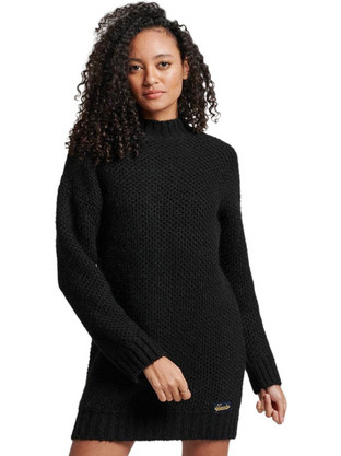 Superdry Ovin Mini Καθημερινό Φόρεμα Πλεκτό Μαύρο W8011454A-02A