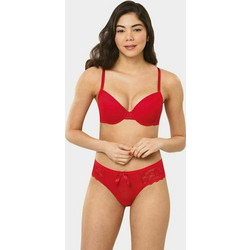 Δαντελένιο Σετ Εσωρούχων Σουτιέν με String Norddiva 8133 - Κόκκινο