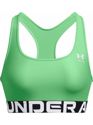 Under Armour HeatGear Mid Branded Sports Αθλητικό Μπουστάκι με Μέτρια Στήριξη & Ελαφριά Ενίσχυση Πράσινο 1383544-350