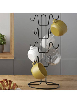 Βάση Για 8 Κούπες Mug Tree Μαύρη Lava Touch 19x44εκ. Metaltex 361129 - METALTEX - 361129