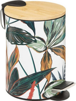 Κάδος Απορριμάτων Μπάνιου σε Tropical Floral μοτίβο με bamboo καπάκι, χωρητικότητας 3 Ltr - 5five