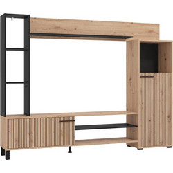 ΚΕΝΤΡΟ ΨΥΧΑΓΩΓΙΑΣ-ΣΥΝΘΕΣΗ RETIMNO ARTISAN OAK-ARTISAN OAK ΜΕ ΜΑΥΡΕΣ ΓΡΑΜΜΕΣ-ΜΑΥΡΟ 208x33x158εκ 11013492