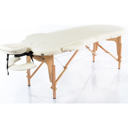 RestPro Classic Oval 2 Lux Κρεβάτι Μασάζ Φυσικοθεραπείας Ξύλινο Βαλίτσα Μπεζ