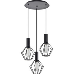 Home Lighting Κρεμαστό Φωτιστικό Οροφής Τρίφωτο E27 Μαύρο SE21-BL-4-3BL-GR1 77-8530