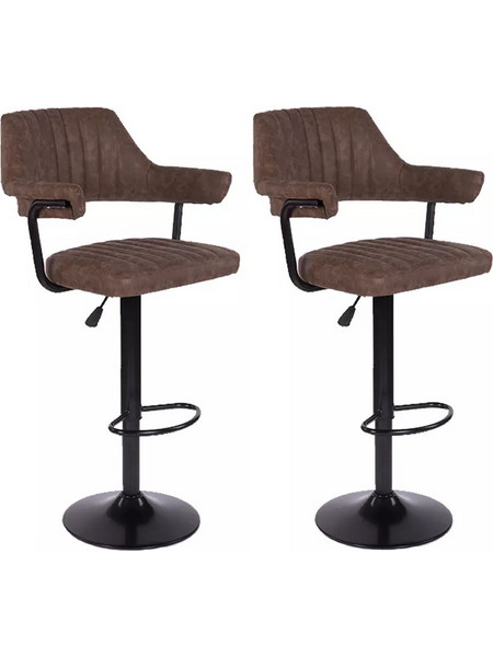 Heinner Home HR-S2BCHVTG-BRW Σετ 2 Vintage Σκαμπό Περιστρεφόμενα με Πλάτη, Καφέ