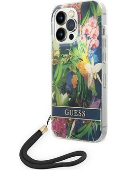 Guess Flower Strap Back Cover Blue (iPhone 14 Pro Max)
